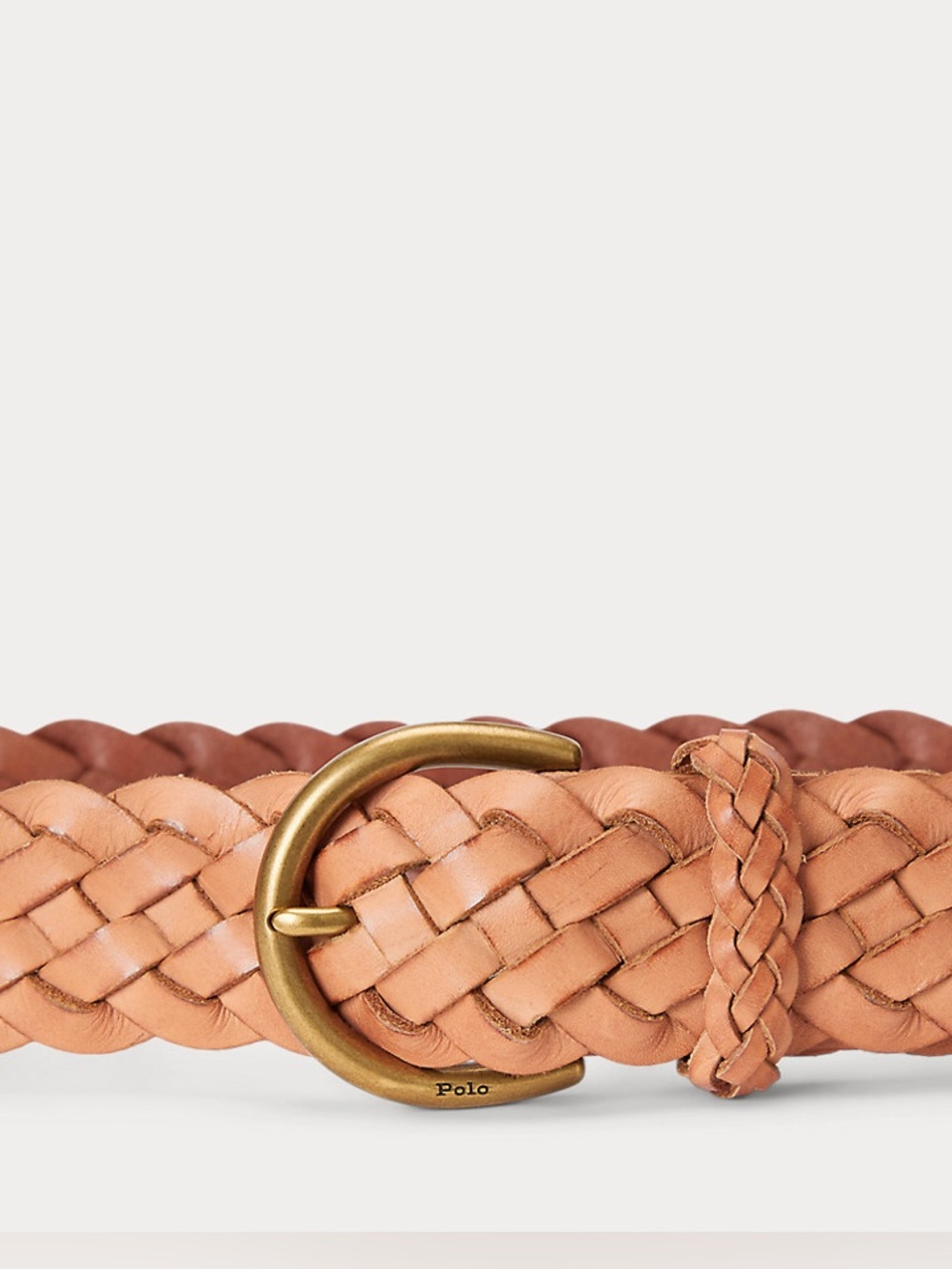 Polo Ralph Lauren Women’s Braided Calfskin Leather Belt Natural Tan Brown Large
